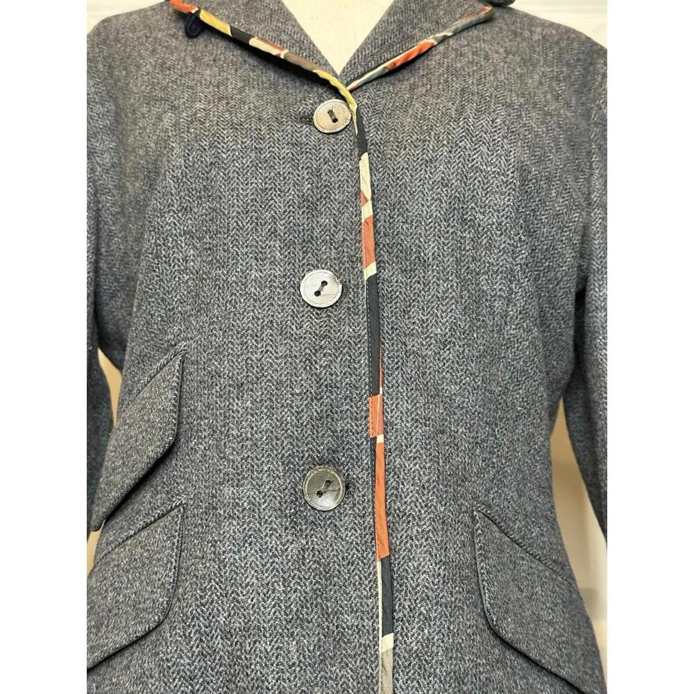 Piazza Sempione Gray Wool Herringbone Blazer Jacket Womens IT 42/US 6 Lined - Picture 2 of 9